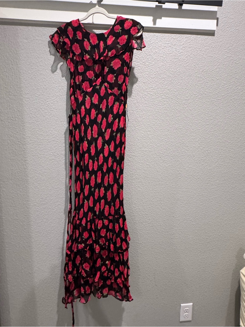 RIXO Black Maxi Dress with Pink Floral Print - Picture 2 of 5